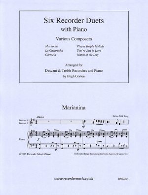 Six Recorder Duets with Piano, Various Composers